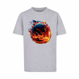 F4NT4STIC T-Shirt Basketball On Fire Sport TEE UNISEX heather grey
